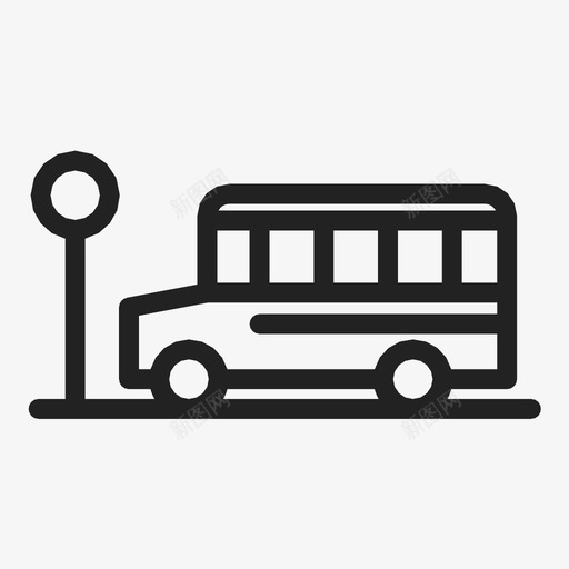 公共汽车站车辆交通工具图标svg_新图网 https://ixintu.com 交通工具 公共交通 公共汽车站 学校 学生 汽车 站牌 耶罗 车辆