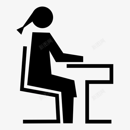 学生学校学童图标svg_新图网 https://ixintu.com 书桌 女孩 学习 学校 学生 学童 教室 教育 课程