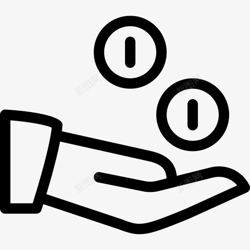 硬币零钱慈善图标svg_新图网 https://ixintu.com 慈善 手 捐款 支持 施舍 硬币 财务 钱线图标 零钱
