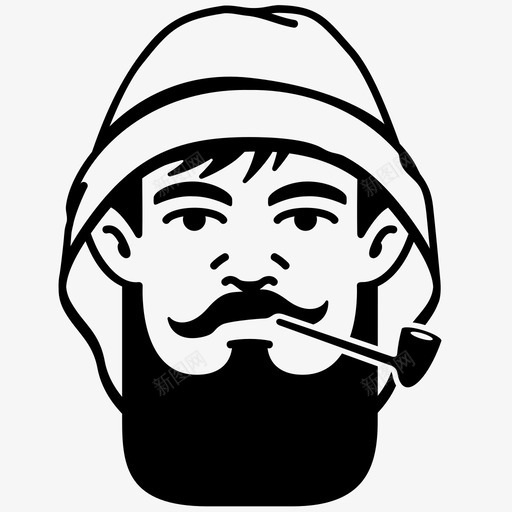 渔夫工人水手图标svg_新图网 https://ixintu.com 咸狗 工人 水手 渔夫 胡子 船长