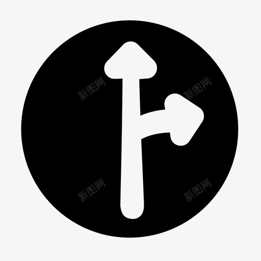 直行或右转环形交叉口信号图标svg_新图网 https://ixintu.com 交通信号 交通信号灯 信号 右转 方向 环形交叉口 直行或右转 箭头 转弯 道路信号