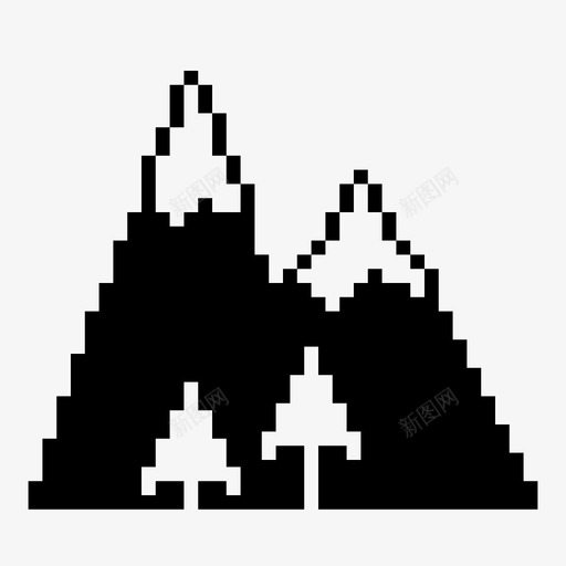 山陡峭雪图标svg_新图网 https://ixintu.com 像素化 像素艺术 复古 山 山峰 岩石 户外 景观 陡峭 雪 高