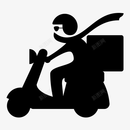 轻便摩托车送货摩托车送货摩托车图标svg_新图网 https://ixintu.com 交通工具 保险箱 公路 围巾 披萨 摩托车 摩托车送货 轻便摩托车送货 骑行