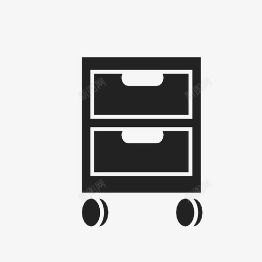 带轮双抽屉工作室家具图标svg_新图网 https://ixintu.com 带轮双抽屉工作室家具