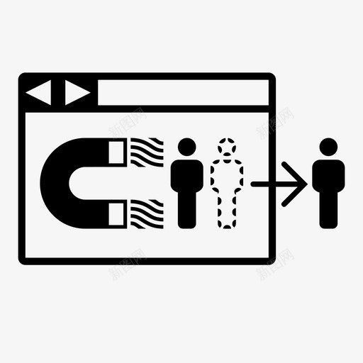 跳出率拉磁铁图标svg_新图网 https://ixintu.com 删除 拉 注销 浏览器 磁铁 离开 简单 跳出率 退出