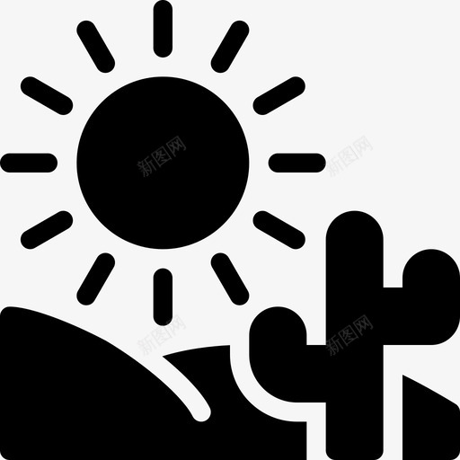 沙漠仙人掌炎热图标svg_新图网 https://ixintu.com 仙人掌 太阳 日出 沙子 沙漠 炎热 自然 自然-固体图标 阳光 风