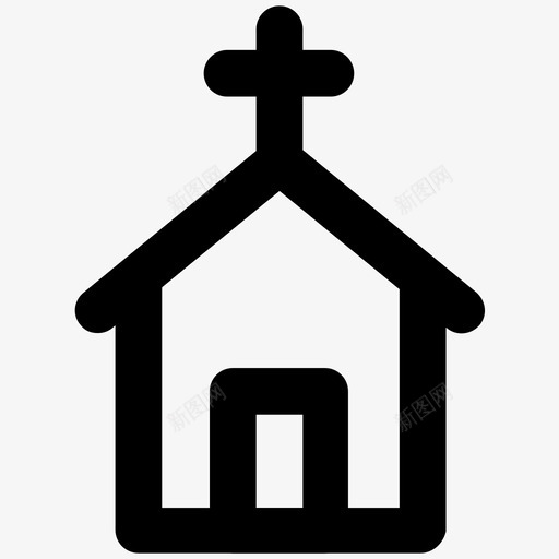 教堂圣诞粗线条图标svg_新图网 https://ixintu.com 圣诞粗线条图标 教堂