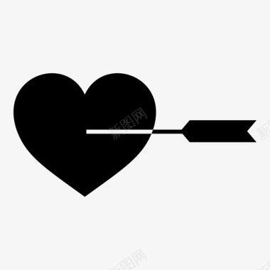 心带箭心形带箭情人节图标图标