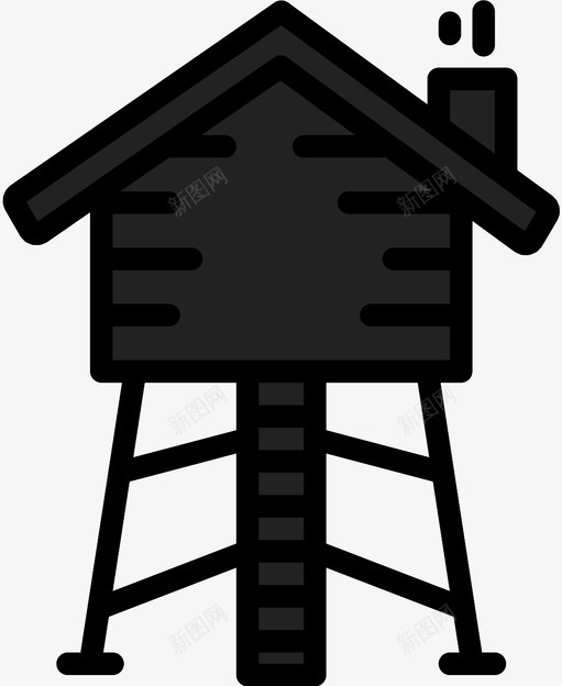 狩猎小屋树户外图标svg_新图网 https://ixintu.com 建筑 户外 枪 树 树林 梯子 森林 烟囱 狩猎小屋