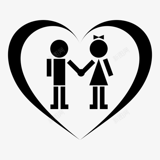 情侣婚礼情人节图标svg_新图网 https://ixintu.com 婚礼 心 情人 情人节 情侣 手牵手 朋友 爱情象形图 男孩和女孩 配偶