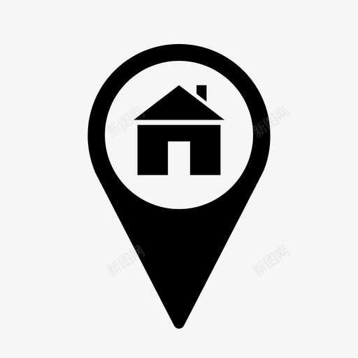 地图标记图标位置房屋svg_新图网 https://ixintu.com 主页 主页图标 位置 地图指针标记图标 地图标记图标 屋顶 建筑 总部 房屋 烟囱 门