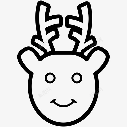 驯鹿头圣诞线图标svg_新图网 https://ixintu.com 圣诞矢量线图标 驯鹿头