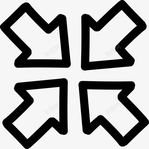 四个箭头的连接手绘轮廓手绘图标svg_新图网 https://ixintu.com 四个箭头的连接手绘轮廓 手绘