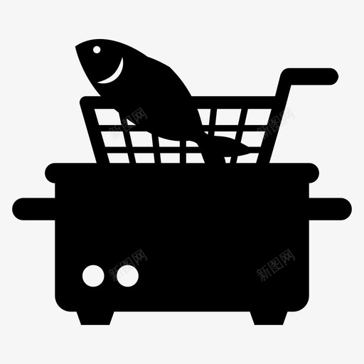 油炸锅电器厨师图标svg_新图网 https://ixintu.com 不健康食品 厨师 油炸锅 油炸食品 海鲜 电器 鱼