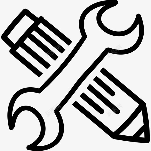 配置手绘工具界面符号铅笔和扳手十字手绘图标svg_新图网 https://ixintu.com 手绘 配置手绘工具界面符号铅笔和扳手十字
