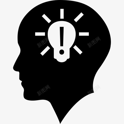 光头内有感叹号的灯泡图标svg_新图网 https://ixintu.com 光头 内有感叹号的灯泡
