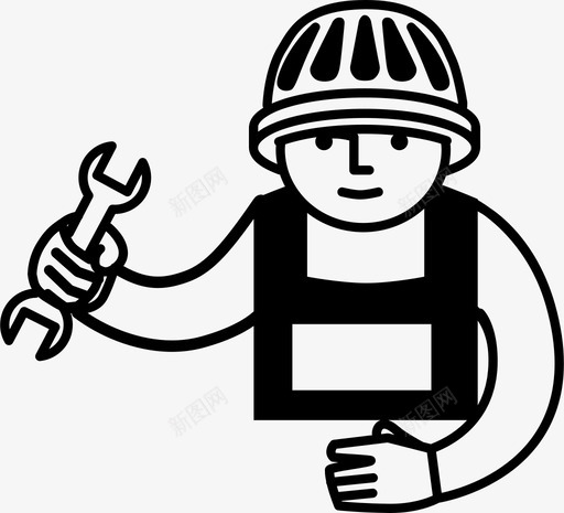 建筑工人工人工薪阶层图标svg_新图网 https://ixintu.com 劳动 安全帽 工人 工作 工薪阶层 建筑工人 扳手 技工