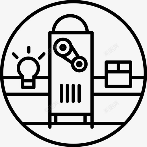 带灯泡和盒子的机器技术多冲程图标svg_新图网 https://ixintu.com 多冲程 带灯泡和盒子的机器 技术