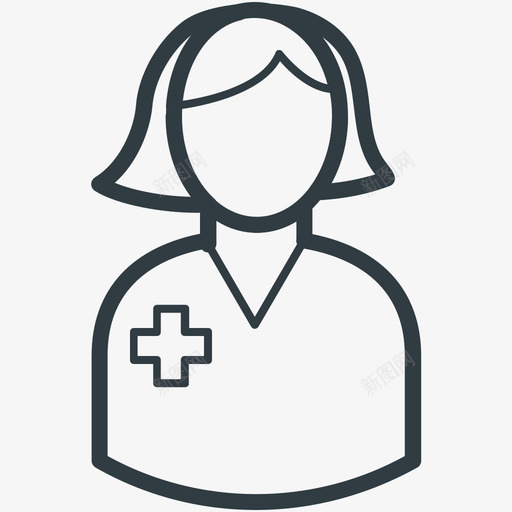 女医生医学和健康线图标svg_新图网 https://ixintu.com 医学和健康矢量线图标 女医生