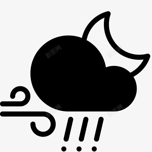 夜间冰雹风天气雨图标svg_新图网 https://ixintu.com 七月 云彩 光滑的天气 冬季 北方 夜间冰雹风 天气 寒冷 月亮 雨 霜冻