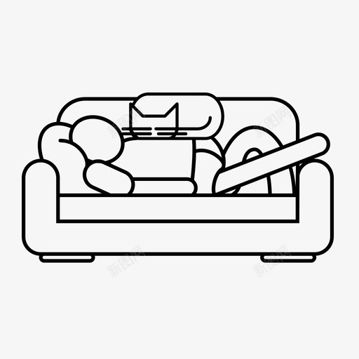 懒人猫沙发图标svg_新图网 https://ixintu.com 休息 懒人 放松 沙发 猫 睡觉 躺下 躺着