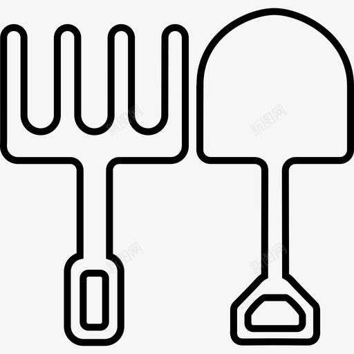 耙子和铲子工具铲子图标svg_新图网 https://ixintu.com 图标线与中等边缘圆形 工具 干草叉 庭院 维护 耙子和铲子 花园 铲子