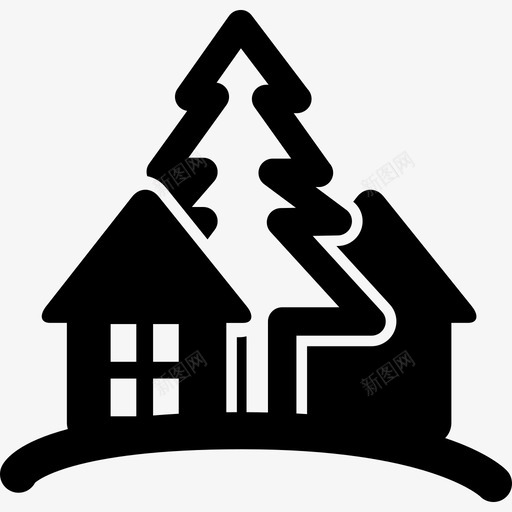 山丘上有树木建筑物的乡村旅馆小屋图标svg_新图网 https://ixintu.com 山丘上有树木 建筑物的乡村旅馆小屋
