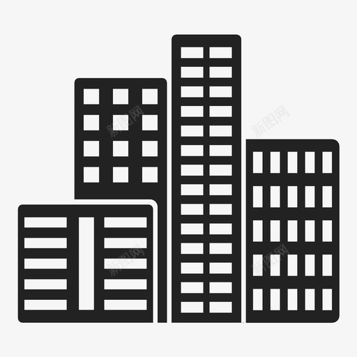 城市城镇摩天大楼图标svg_新图网 https://ixintu.com 城市 城镇 大城市 大都市 市政府 建筑 建筑物 摩天大楼