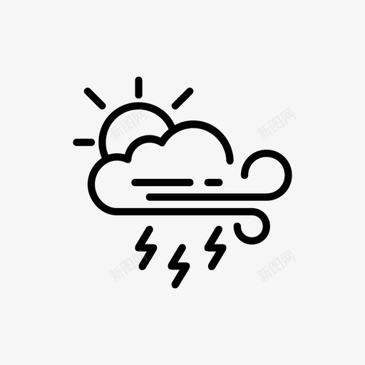 闪电云天图标svg_新图网 https://ixintu.com 云 天 天气 天气怎么样 太阳 闪电 雨 雷 风