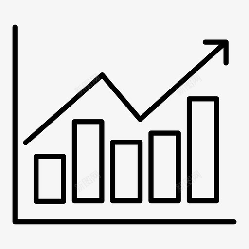 条形图促销度量图标svg_新图网 https://ixintu.com 促销 升序 向上箭头 图1 图表 增加的收入 度量 显示 条形图 营销