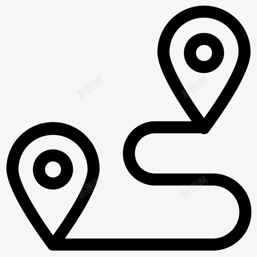 道路位置行程旅行图标svg_新图网 https://ixintu.com 准确位置 地图针 指向占位符 探险 旅行 用户界面线图标 目的地 行程 路径 道路位置