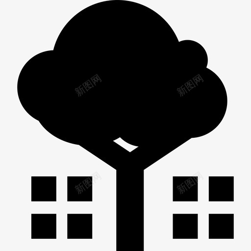 两边有两扇窗户的树图标svg_新图网 https://ixintu.com 两边有两扇窗户的树