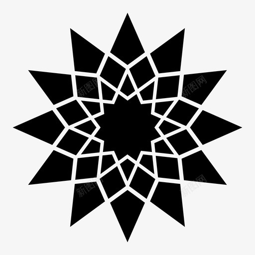 雪花几何形几何星形图标svg_新图网 https://ixintu.com 冬季雪花 冰片 几何形 几何星形 几何雪花 闪光 雪花