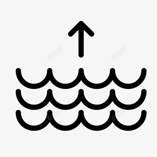 涨潮波浪水图标svg_新图网 https://ixintu.com 上升 天气 平滑天气 条件 水 波浪 海岸 海洋 涨潮 箭头