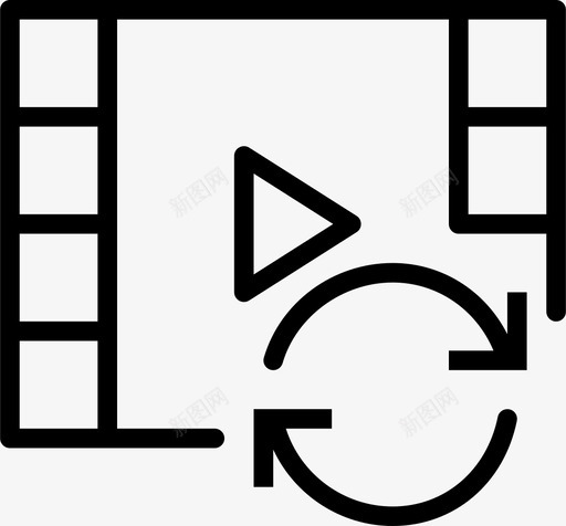 同步视频回放重新运行图标svg_新图网 https://ixintu.com smashicons交互概述 交互 剪辑 同步视频 回放 电影 重做 重新加载 重新运行
