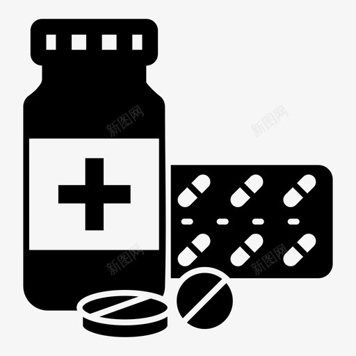 药片药瓶药图标svg_新图网 https://ixintu.com 保健药 处方药 糖浆 药 药片 药瓶