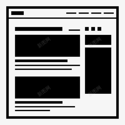 网站博客线框窗口图标svg_新图网 https://ixintu.com 侧栏 条目 滚动 用户体验 窗口 线框 网站博客 网站线框图标v2 网络博客帖子页面 网页设计 菜单