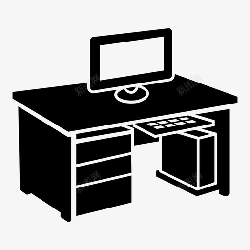 书桌桌面台面图标svg_新图网 https://ixintu.com 书房 书桌 人体工程学 办公室 台面 家具 工作站 抽屉 桌面 键盘