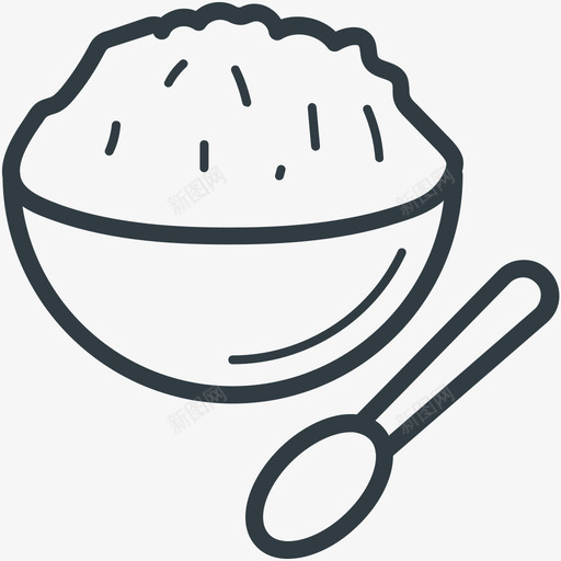 饭碗食物线图标svg_新图网 https://ixintu.com 食物矢量线图标 饭碗