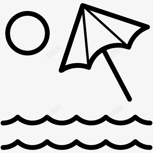 热带海滩夏季线图标svg_新图网 https://ixintu.com 夏季矢量线图标 热带海滩
