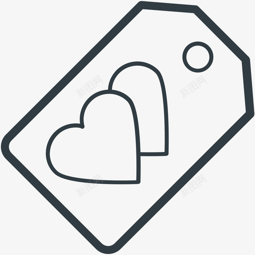 心形标签爱情和浪漫线图标svg_新图网 https://ixintu.com 心形标签 爱情和浪漫矢量线图标