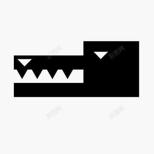 短吻鳄爬行动物最小图标svg_新图网 https://ixintu.com 动物 危险 图形 最小 杀手 水和陆地 爬行动物 短吻鳄 食肉动物 黑色