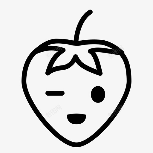 微笑头像表情符号图标svg_新图网 https://ixintu.com 一只眼睛 头像 张开 微笑 扁平 树叶 笑脸草莓 脸 草莓 表情符号