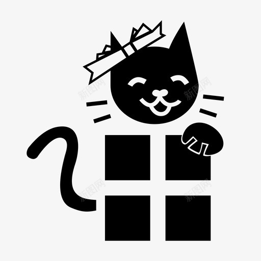 礼物积木猫图标svg_新图网 https://ixintu.com 圣诞节 宠物 惊喜 猫 玩具 睡衣 礼物 积木 钥匙