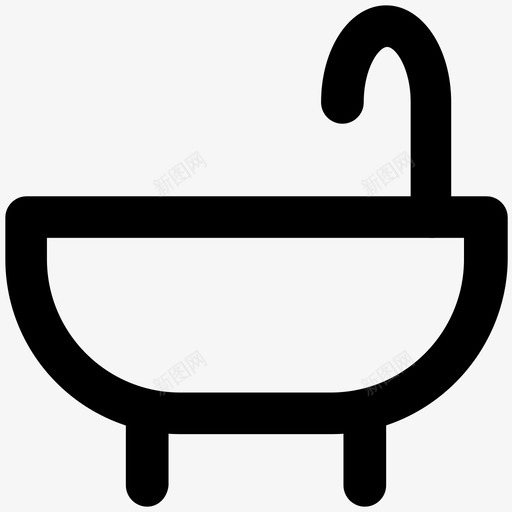 浴缸建筑和家具加粗线图标svg_新图网 https://ixintu.com 建筑和家具加粗线图标 浴缸