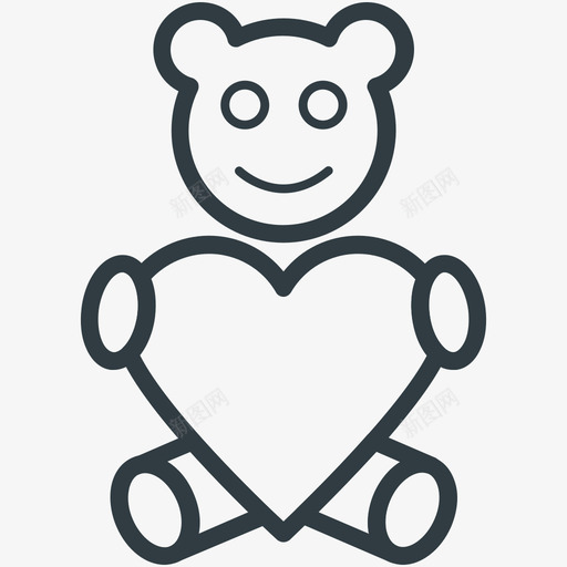 泰迪熊礼物爱情和浪漫线图标svg_新图网 https://ixintu.com 泰迪熊礼物 爱情和浪漫矢量线图标