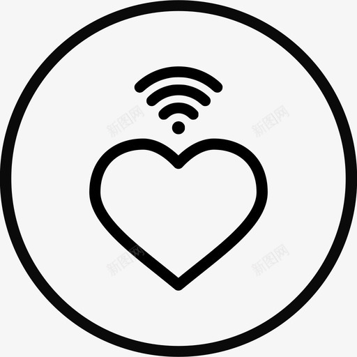 心形情人节圆形线条图标svg_新图网 https://ixintu.com 心形 情人节圆形线条