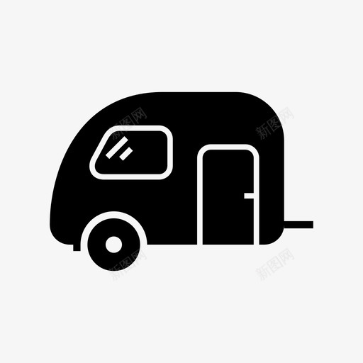 拖车野营汽车图标svg_新图网 https://ixintu.com 公路 卡车 家 户外 房车 拉 拖车 汽车 野营
