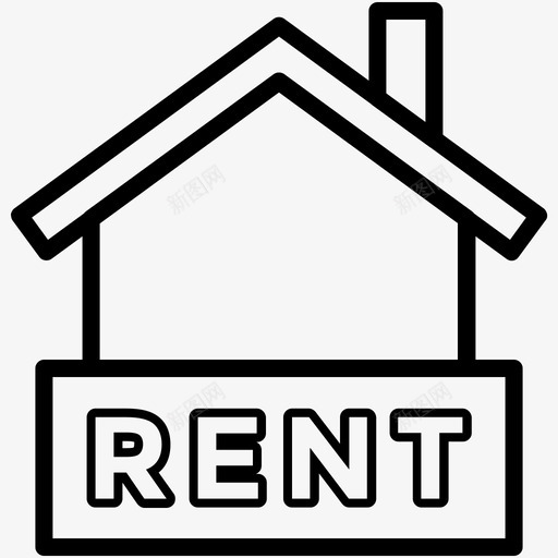 房屋出租房地产线图标svg_新图网 https://ixintu.com 房地产矢量线图标 房屋出租