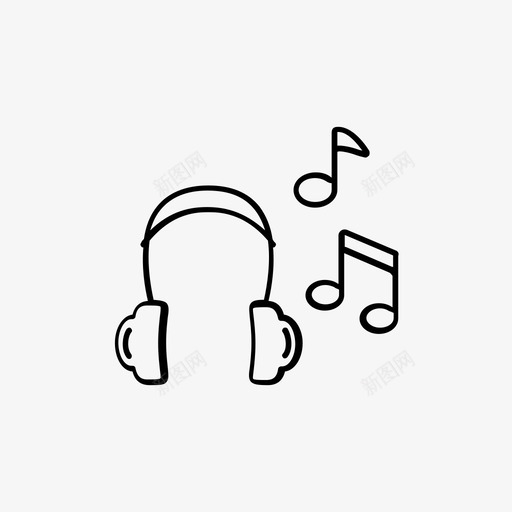 音乐听音符图标svg_新图网 https://ixintu.com 听 我们喜欢这个 收音机 歌曲 节奏 音乐 音符